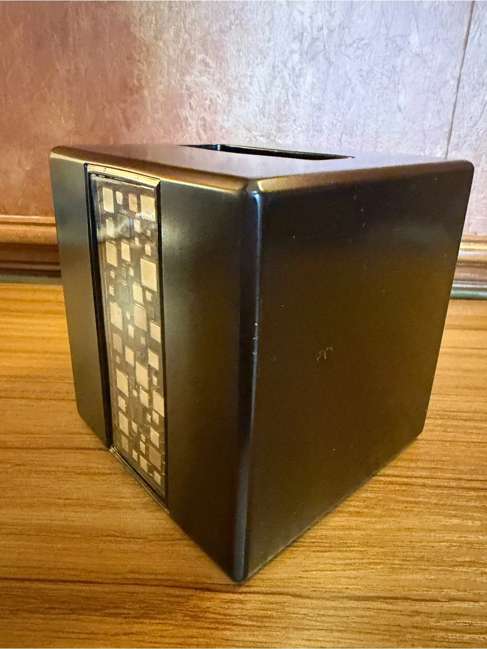 Croscill Mosaic Tissue Box Cover Square Boutique Espresso Brown Resin Holder EUC